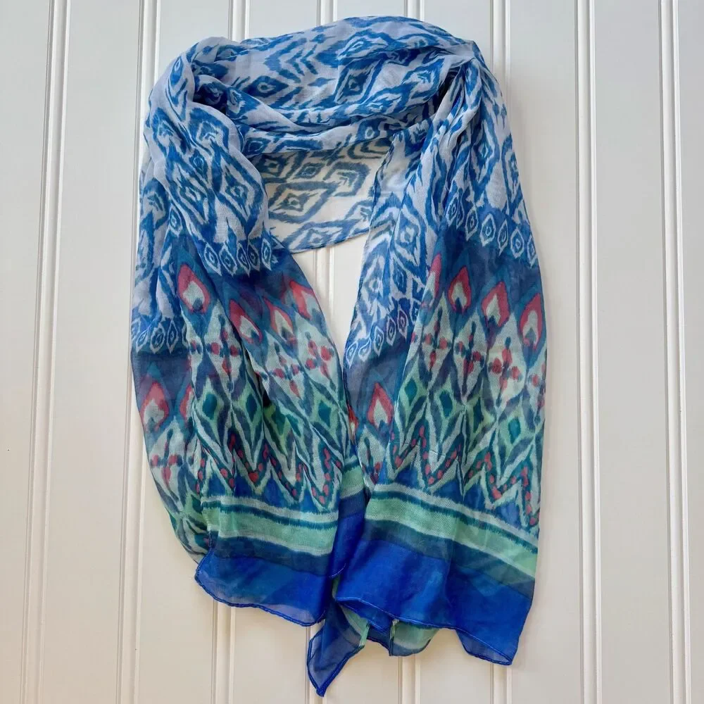 Boho Ikat Print Inspired Lightweight Statement Scarf | 70